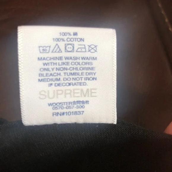 Supreme Black Tee with Plaid Logo